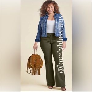 Olive Jeans Womens Plus Size 18W Khaki Olive Green